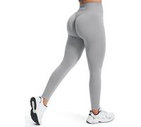 JOYSPELS Seamless Gym Leggings for Women UK - Ruched Scrunch Bums Lifting Leggings Workout Running Activewear Sports Womens Yoga Pants Ghost Grey XL