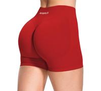 JOYSPELS Seamless Gym Shorts for Women Scrunch Bums Ruched Booty Activewear Running Yoga Workout Sports Cycling Shorts Womens UK Cherry Red XS