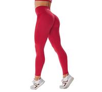 JOYSPELS Women's Butt Lift Leggings - Seamless Scrunch Bums Gym Leggings, High Waisted Yoga Running Sports Workout Leggings for Women - BarbadosCherry Red - XL