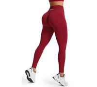 JOYSPELS Women's Seamless Bums Lift Leggings - Scrunch Bums Tummy Control High Waisted Gym Leggings for Women Running Sports Workout Yoga Pants UK - BarbadosCherry2-S