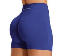 JOYSPELS Womens Seamless Gym Shorts High Waist Scrunch Bums Ruched Activewear Running Yoga Workout Booty Shorts for Women UK Amparo Blue XL