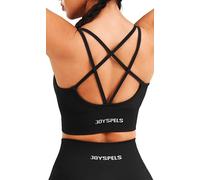 JOYSPELS Womens Seamless Longline Sports Bra Yoga Top Black XL