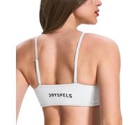JOYSPELS Womens Seamless Sports Bra Adjustable Slim Straps Wirefree Yoga Top with Removable Pads for Gym, Workouts, Running, Pilates White XL