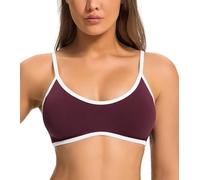 JOYSPELS Womens Seamless Sports Bra Adjustable Slim Straps Wirefree Yoga Top with Removable Pads for Gym, Workouts, Running, Pilates Red XS