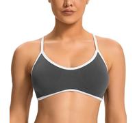 JOYSPELS Womens Seamless Sports Bra Adjustable Slim Straps Wirefree Yoga Top with Removable Pads for Gym, Workouts, Running, Pilates Dark Shadow Grey L