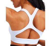 JOYSPELS Women's Sports Bra Seamless 4-Way Stretch Yoga Top with Removable Pads for Gym, Workouts, Running White XL