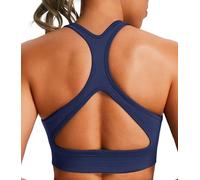 JOYSPELS Women's Sports Bra Seamless 4-Way Stretch Yoga Top with Removable Pads for Gym, Workouts, Running Navy Blue M