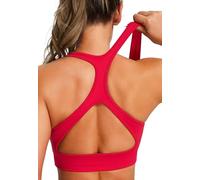JOYSPELS Women's Sports Bra Seamless 4-Way Stretch Yoga Top with Removable Pads for Gym, Workouts, Running Cherry Red XL