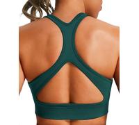 JOYSPELS Women's Sports Bra Seamless 4-Way Stretch Yoga Top with Removable Pads for Gym, Workouts, Running BlackishGreen XL
