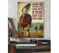 joysperous Metal Poster Plaque Horse Racing Secretariat The only time You Should Ever Look Back is to See How far You’ve Come Poster Vintage Wall Home Decor 6x8 Inch