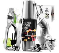 JoyTable Bar Set Cocktail Shaker Set, Stainless Steel Mixology Bartender Kit, 16PC Silver Tools: 30oz Martini Shaker, Muddler, Kit Book, Jigger and Pourers