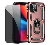 JOYTAG iPhone 13 Mini Case Rose Gold Protective Case with Privacy Glass Screen Protector Anti-Spy