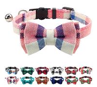 Joytale Cat Collar with Bell and Bow Tie, Soft Tartan Collar, Quick Release Safety Collars for Kitten and Cats, 1 Pack, Pink
