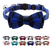 Joytale Cat Collar with Bell and Bow Tie, Soft Tartan, Quick Release Safety Collars for Kitten and Cats, 1 Pack, Blue