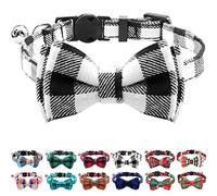 Joytale Cat Collar with Bell and Bow Tie, Soft Tartan, Quick Release Safety Collars for Kitten and Cats, 1 Pack, Black