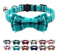 Joytale Cat Collar with Bell and Bow Tie, Soft Tartan, Quick Release Safety Collars for Kitten and Cats, 1 Pack, Teal