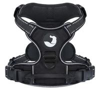Joytale Dog Harness Large Dog No Pull Harness for Dogs with 2 Leash Clips, Adjustable Soft Padded Dog Harness Reflective with Easy Control Handle for Walking and Training, Black, L