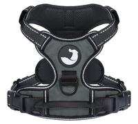 Joytale Dog Harness Large Dog No Pull Harness for Dogs with 2 Leash Clips, Adjustable Soft Padded Dog Harness Reflective with Easy Control Handle for Walking and Training, Grey, XL