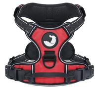 Joytale Dog Harness Medium No Pull Harness for Dogs with 2 Leash Clips, Adjustable Soft Padded Dog Harness Reflective with Easy Control Handle for Walking and Training, Red, M