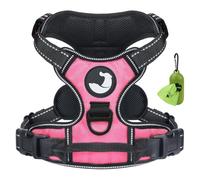Joytale Dog Harness Medium No Pull Harness for Dogs with 2 Leash Clips, Adjustable Soft Padded Dog Harness Reflective with Easy Control Handle for Walking and Training, Pink, M