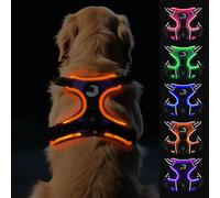 Joytale Light Up Dog Harness, No Pull Dog Harness USB Rechargeable for Night Walking with 3 Lightning Modes and Soft Handle, Adjustable Reflective Lighted Safety Vest,Purple,XL