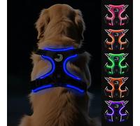 Joytale Light Up Dog Harness, No Pull Dog Harness USB Rechargeable for Night Walking with 3 Lightning Modes and Soft Handle, Adjustable Reflective Lighted Safety Vest,Blackblue,XL