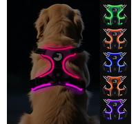 Joytale Light Up Dog Harness, No Pull Dog Harness USB Rechargeable for Night Walking with 3 Lightning Modes and Soft Handle, Adjustable Reflective Lighted Safety Vest, Hotpink, XL