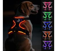 Joytale Light Up Dog Harness, No Pull Dog Harness USB Rechargeable for Night Walking with 3 Lightning Modes and Soft Handle, Adjustable Reflective Lighted Safety Vest, Purple,M