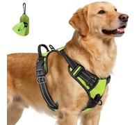 Joytale No Pull Dog Harness, Soft Padded Reflective Vest with Front & Back Lead Clips, Adjustable Straps & Grab Handle, for Night Walks, Hiking & Training, No Escape for Big Dogs, Green, XL
