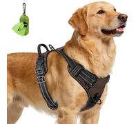 Joytale No Pull Dog Harness, Soft Padded Reflective Vest with Front & Back Lead Clips, Adjustable Straps & Grab Handle, for Night Walks, Hiking & Training, No Escape for Big Dogs, Brown, XL