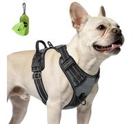 Joytale No Pull Dog Harness, Soft Padded Reflective Vest with Front & Back Lead Clips, Adjustable Straps & Grab Handle, for Night Walks, Hiking & Training, No Escape for Small Dogs, Grey, S