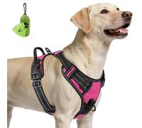 Joytale No Pull Dog Harness, Soft Padded Reflective Vest with Front & Back Lead Clips, Adjustable Straps & Grab Handle, for Night Walks, Hiking & Training, No Escape for Large Dogs, Hot Pink, L