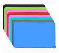 Joytale Silicone Dog Food Mat, Waterproof Cat Bowl Mat with Non-Slip Base and Raised Edge, 47 x 30 cm,Blue