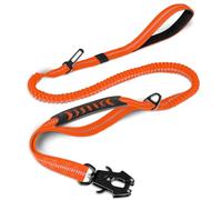 Joytale Tactical Dog Lead Heavy Duty, 1.2-1.8m Shock Absorbing Bungee leash with 2 Handle, Metal Carabiner Clip, Car Seatbelt, Strong No Pull Lead for Medium Large X-Large Dogs, Orange