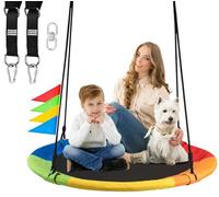 Joytential 40" Nest Tree Swing Seat for Kids Adults, Saucer Swing Set with Adjustable Hanging Straps Waterproof Safe Durable Swing Sets for Indoor Outdoor Backyard Playground (Colorful)