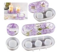 Joytey 3 PCS Candle Holder Resin Moulds Tea Light Holder Mould Tealight Candle Holders Epoxy Resin Silicone Moulds Candlestick Moulding Casting Mold for DIY Art Crafts Making Decoration