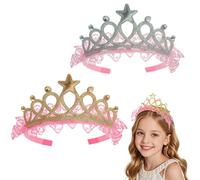 Joytey Glittery Princess Crown Headband Pink Girls Tiara Fairy Headwear Shiny Hair Hoops Crown Headpiece Hair Accessories for Kids Tween Adults Birthday Party Carnival Pink Rose White Yellow