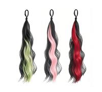 Joytey Hair Extensions 5 Colors Ponytail Extensions Wave Braiding Hair 22 IN Synthetic Hairpieces Thick Party Highlights Hair Rainbow Accessories for Girls Women