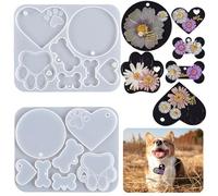 Joytey Puppy Resin Mould Dog Paw Mold Pet Name Tag Silicone Mould Keychain Silicone Resin Molds Ornament Making Mold Dog Bone Keyring Moulds Epoxy Moulding for DIY Claw Art Crafts Making Kit Casting