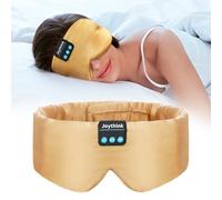 Joythink Sleep Headphones Bluetooth Sleep Mask Silk Headband Earphones Bluetooth Eye Mask for Sleeping On Side Blackout Soft Sleep Earphones Music Kids Children Eye Cover Champagne Gold