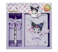 Joytop Sweet Time A6 Notebook with Pen - Pastel Magnetic Buckle Journal with Cute Character-Inspired Design - Compact Writing Notebook for School, Work, or Gifts (3 Styles) (Purple)