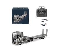 Joytopiaminds 1/18 Scale RC 6x4 770S Heavy Duty Tractor Truck with Flatbed Trailer, 2.4GHz Remote Control Semi Hauler Model with Lights & Sound for Hobbyists - RTR