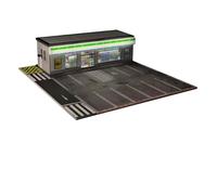 Joytopiaminds 1/64 Scale Convenience Store Diorama, Modern Building Model with Illuminated Sign & Parking Area, Ideal for Realistic Street Scenes & Collector Photography