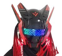 Joytopiaminds Future Punk Full-Face Mask, Adjustable LED Light-Up Mask with Visor for Halloween Cosplay Costume Party, Anonymous Theme Events and Gift