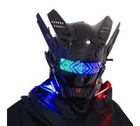 Joytopiaminds Future Punk Full-Face Mask, Adjustable LED Light-Up Mask with Visor for Halloween Cosplay Costume Party, Anonymous Theme Events and Gift