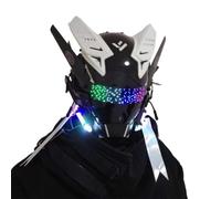 Joytopiaminds Future Punk Full-Face Mask, Adjustable LED Light-Up Mask with Visor for Halloween Cosplay Costume Party, Anonymous Theme Events and Gift