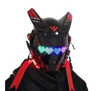 Joytopiaminds Future Punk Full-Face Mask, Adjustable LED Light-Up Mask with Visor for Halloween Cosplay Costume Party, Anonymous Theme Events and Gift