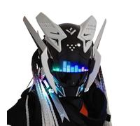 Joytopiaminds Future Punk Full-Face Mask, Adjustable LED Light-Up Mask with Visor for Halloween Cosplay Costume Party, Anonymous Theme Events and Gift