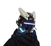 Joytopiaminds Future Punk Full-Face Mask, Adjustable LED Light Up Mask with Visor for Halloween Cosplay, Costume Parties and themed Events