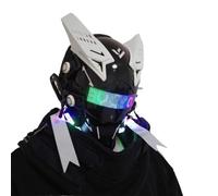 Joytopiaminds Future Punk Full-Face Mask, Adjustable LED Light-Up Mask with Visor for Halloween Cosplay Costume Party, Anonymous Theme Events and Gift